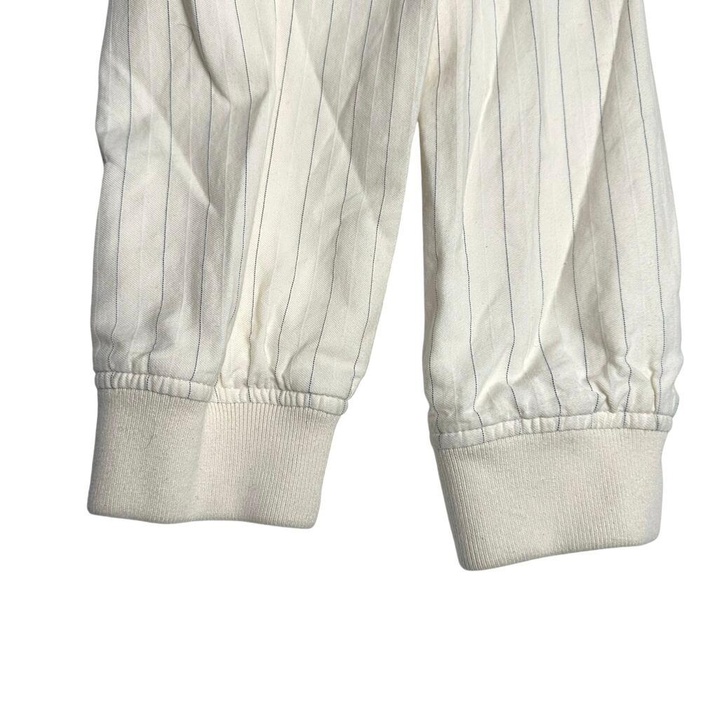 Zara | Men | Pinstripe Cream White Cotton Full Zip Light Bomber Jacket | Medium - Picture 14 of 15